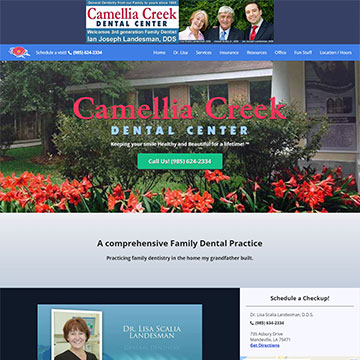 Responsive website design and development for mandeville dentistry, camellia creek